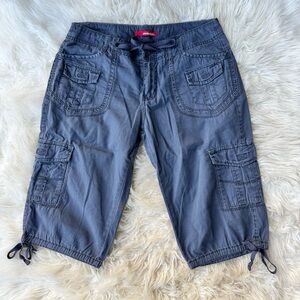 Y2K unionbay blue/gray cargo capri pants with ties